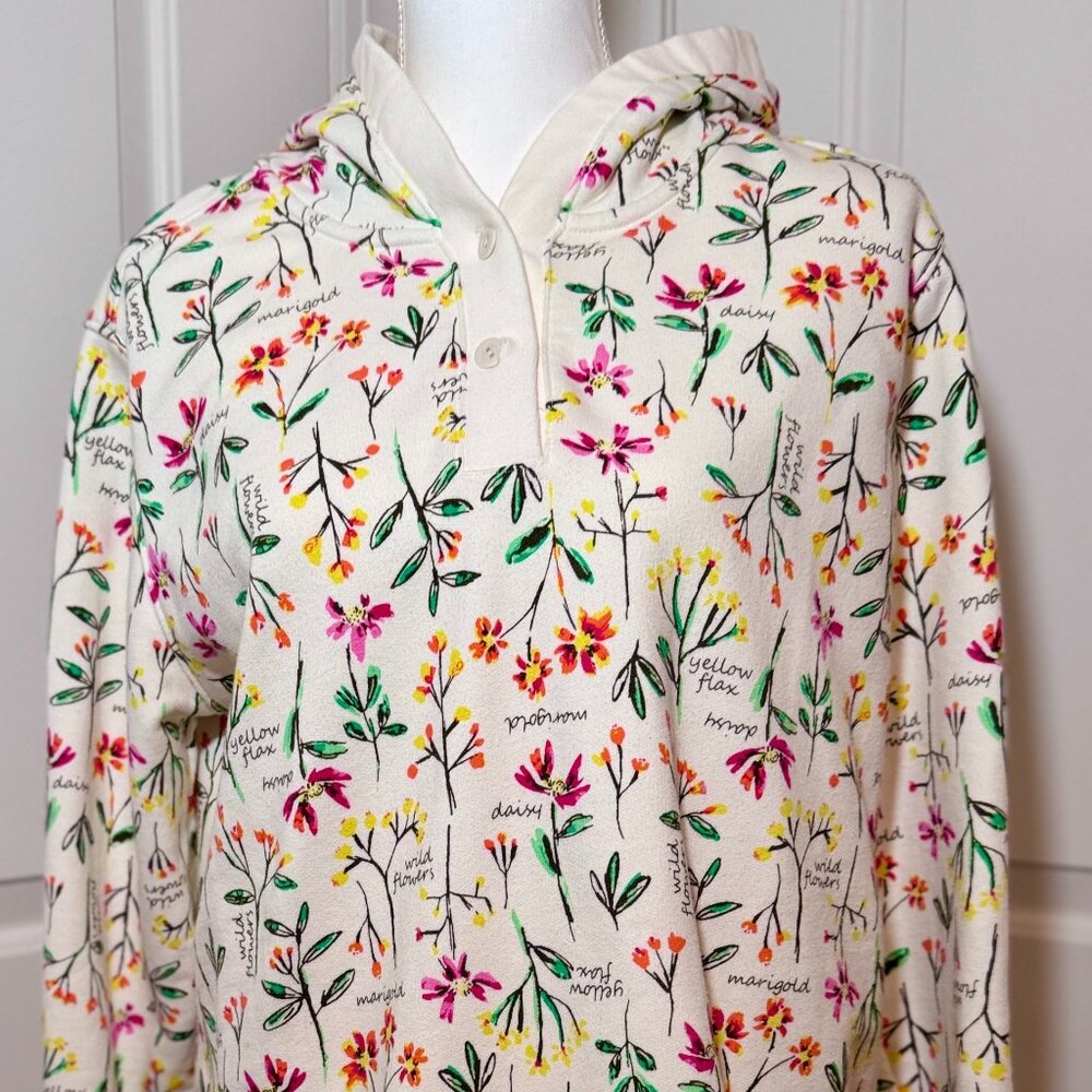Lands' End Floral Hoodie size large
